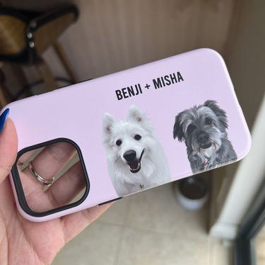 Two pet portrait phone case