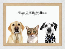 Load image into Gallery viewer, Three-pet framed portrait