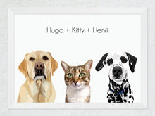 Load image into Gallery viewer, Three-pet framed portrait