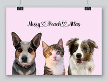 Load image into Gallery viewer, Three-pet portrait